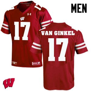 Men's Wisconsin Badgers NCAA #17 Andrew Van Ginkel Red Authentic Under Armour Stitched College Football Jersey DD31E18JQ